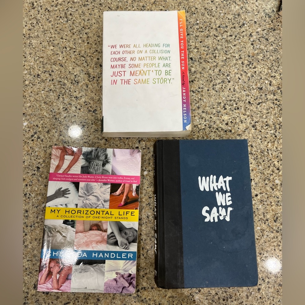 Set of 3 books; “I’ll Give you the Sun” “My Horizontal Life” and “What We Saw”